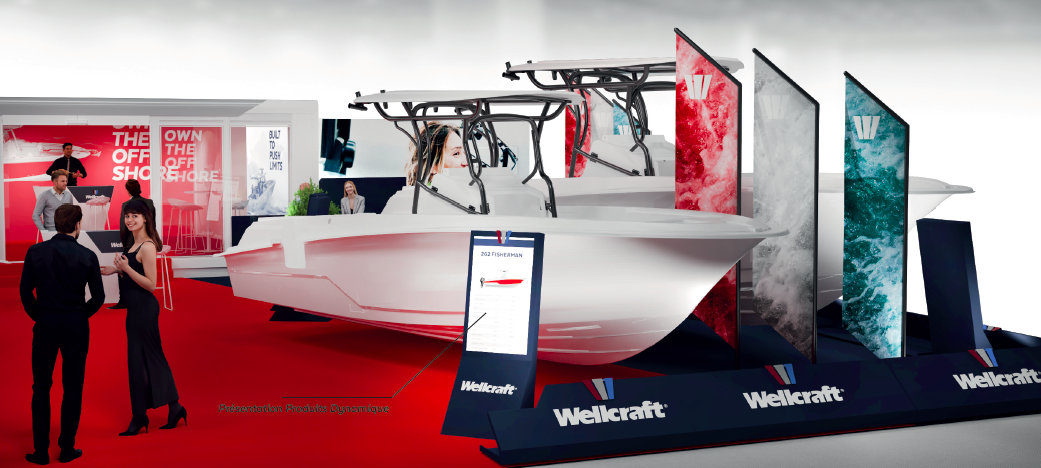 Stand concept for Wellcraft at the Boot Düsseldorf 21st to 29st January Entrence