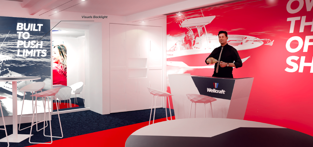 Stand concept for Wellcraft at the Boot Düsseldorf 21st to 29st January Bar area